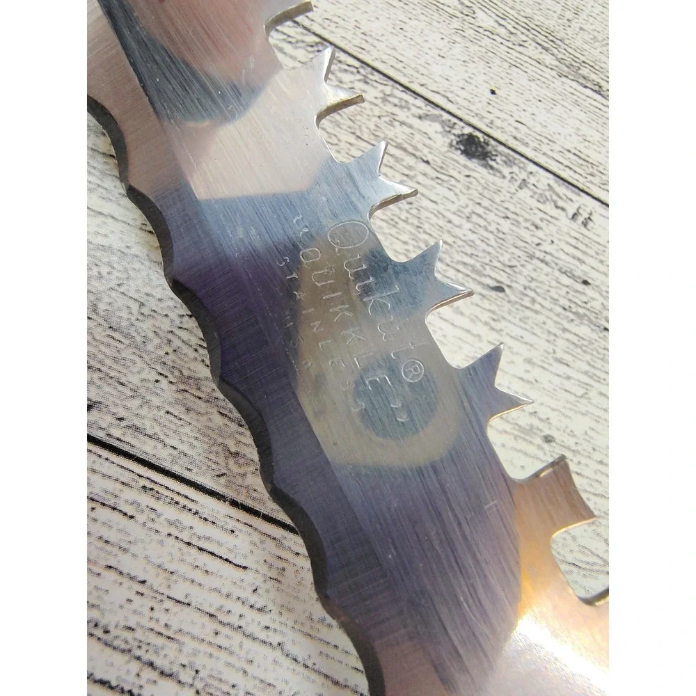 Vintage Quikut Quikkle Stainless Double Sided Carving Knife Serrated Bakelite‎